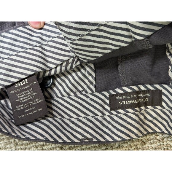 Denver Hayes Pleated Front Men's Pants 34x32 Grey No Iron Dress Pants Cotton - Picture 4 of 8